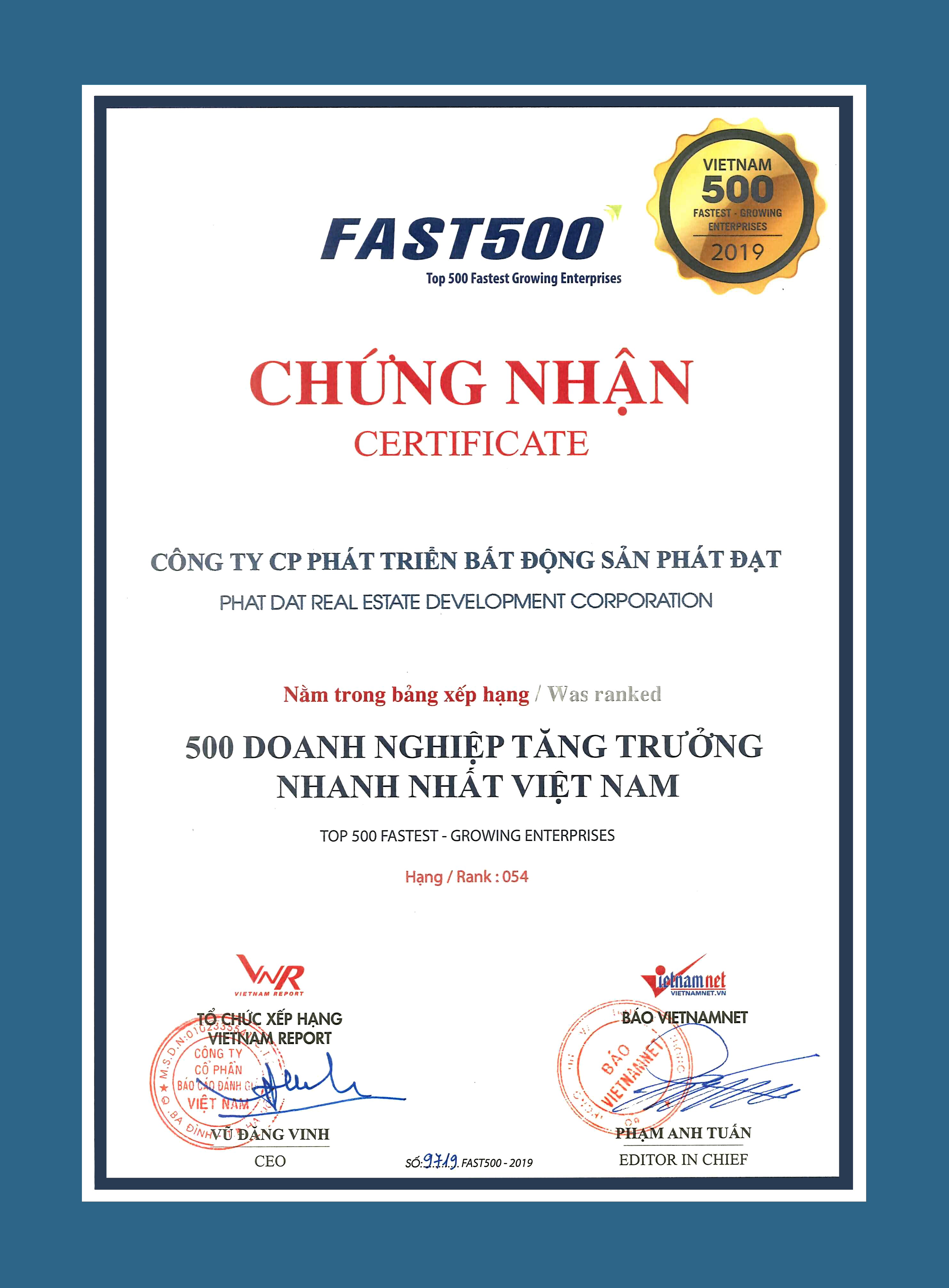 500 DOANH NGHIỆP TĂNG TRƯỞNG NHANH NHẤT VIỆT NAM