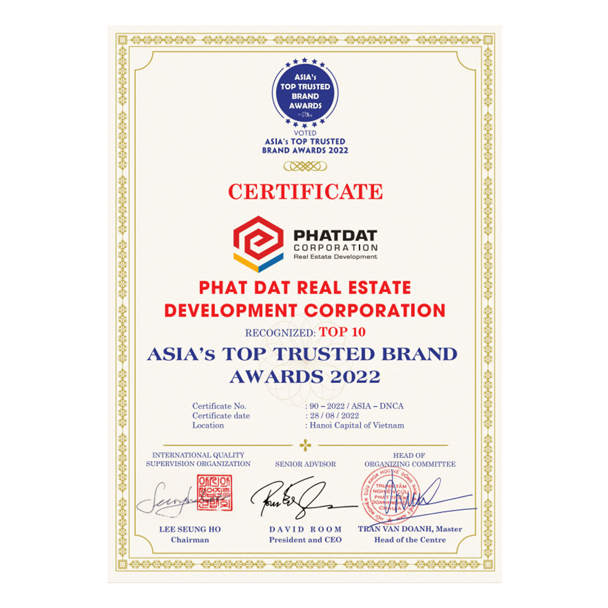 TOP 10 THƯƠNG HIỆU UY TÍN HÀNG ĐẦU CHÂU Á 2022