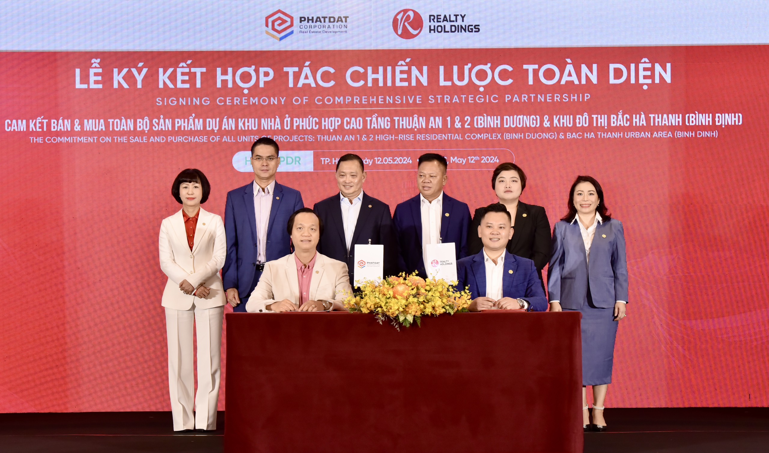 Phát Đạt và Realty Holdings ký kết hợp tác chiến lược toàn diện cam kết bán và mua toàn bộ sản phẩm dự án: Thuận An 1 & 2 (Bình Dương) và Khu Đô thị Bắc Hà Thanh (Bình Định)